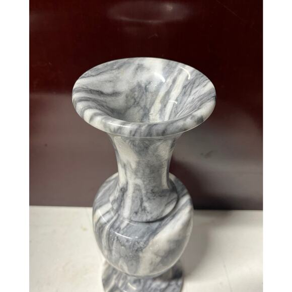 Vintage Gray And White Marble Flower Home Decor Vase 8" - Picture 7 of 10